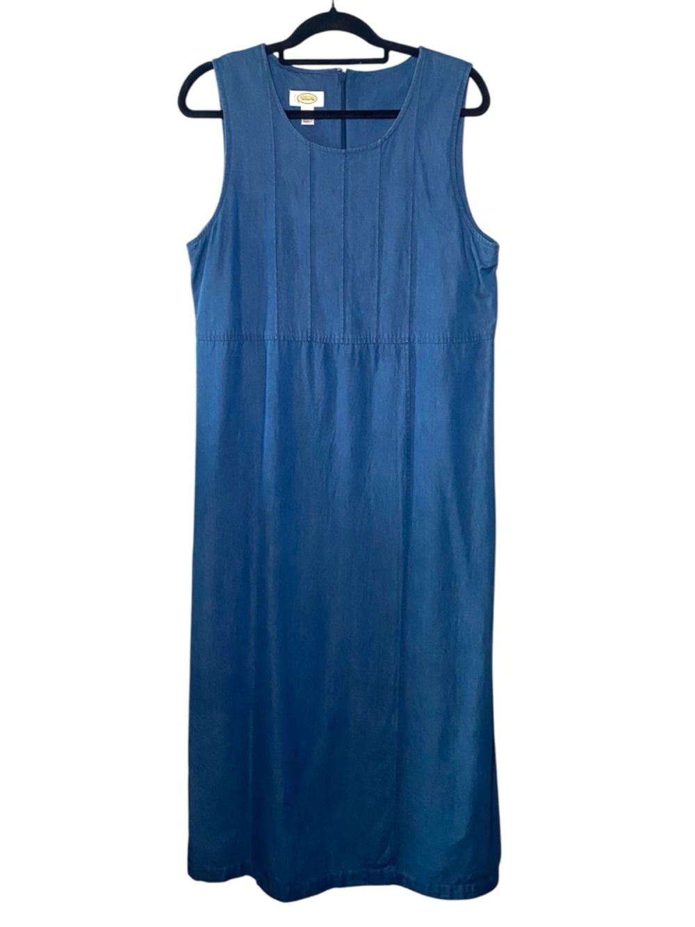 Talbots Vintage Denim Maxi Dress Women’s 10 Blue 100% Cotton Modest Tank Dress